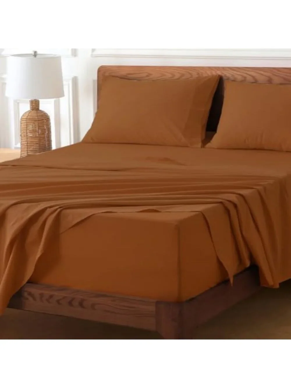 100% Cotton Terracotta Queen Sheets - Extra Deep Pocket 18-24 Inches